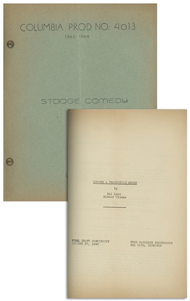 Moe Howard's Personally Owned Script for The Three Stooges 1944 Film ''Idle Roomers''